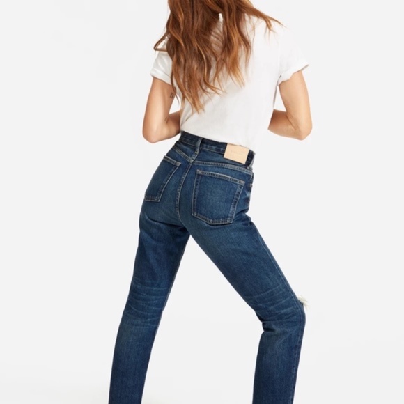 Everlane 90s Cheeky Jean 24 Crop Distressed Indigo LIKE NEW - Picture 10 of 12